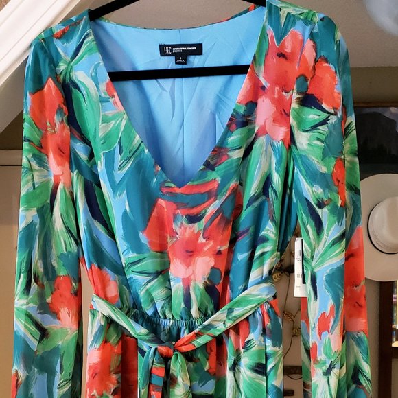 INC INTERNATIONAL CONCEPTS HAWAIIAN TROPICAL PRINT CHIFFON BOHO MAXI DRESS 6 - Picture 1 of 15